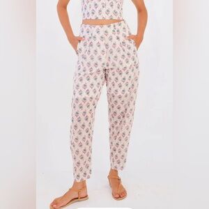 Desert Queen Genie Pant Women Size 4 Tiny Lotus Pink Teal Cotton High Waist NWT